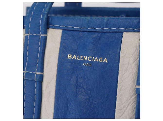 Balenciaga Bazaar Shopper XS Bag Leather 2way Blue Silver 452458 Auth 208406A - Jerrillo - vista 17