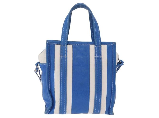 Balenciaga Bazaar Shopper XS Bag Leather 2way Blue Silver 452458 Auth 208406A - Jerrillo - vista 3
