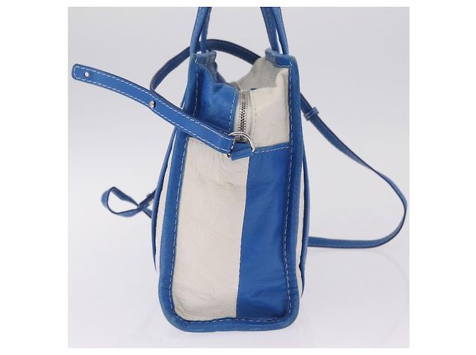 Balenciaga Bazaar Shopper XS Bag Leather 2way Blue Silver 452458 Auth 208406A - Jerrillo - vista 4
