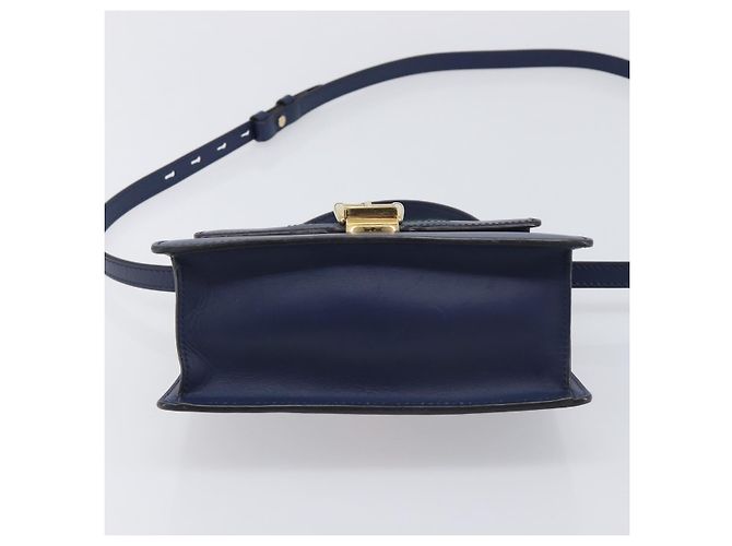 GUCCI Silvi Web Sherry Line Bolsa de Mão Couro 2way Navy Gold 470270 Auth 208399V - Jerrillo - vista 11