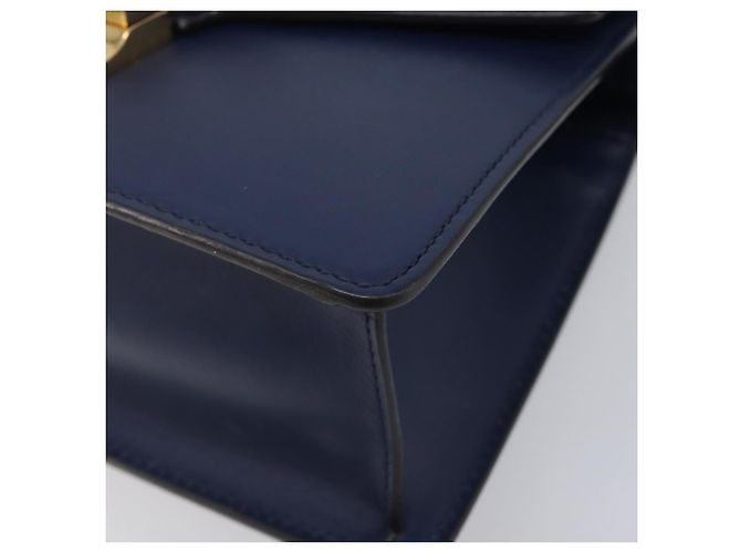 GUCCI Silvi Web Sherry Line Bolsa de Mão Couro 2way Navy Gold 470270 Auth 208399V - Jerrillo - vista 12