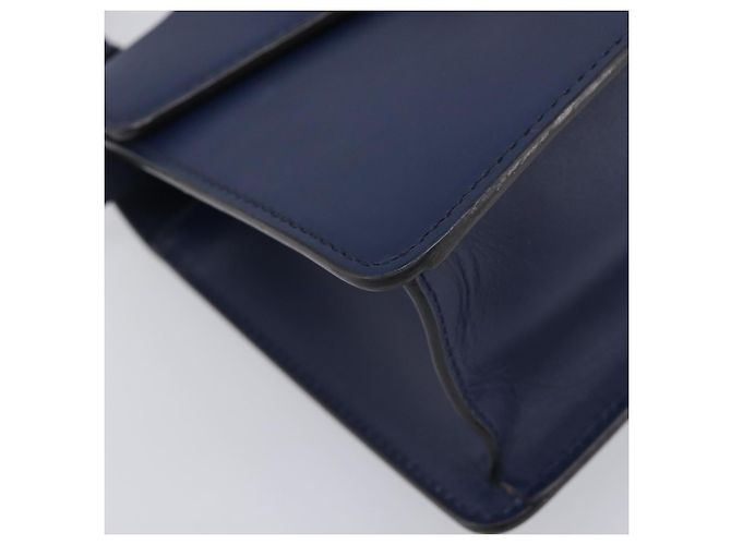 GUCCI Silvi Web Sherry Line Bolsa de Mão Couro 2way Navy Gold 470270 Auth 208399V - Jerrillo - vista 13