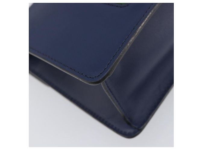 GUCCI Silvi Web Sherry Line Bolsa de Mão Couro 2way Navy Gold 470270 Auth 208399V - Jerrillo - vista 15