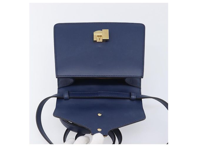 GUCCI Silvi Web Sherry Line Bolsa de Mão Couro 2way Navy Gold 470270 Auth 208399V - Jerrillo - vista 17