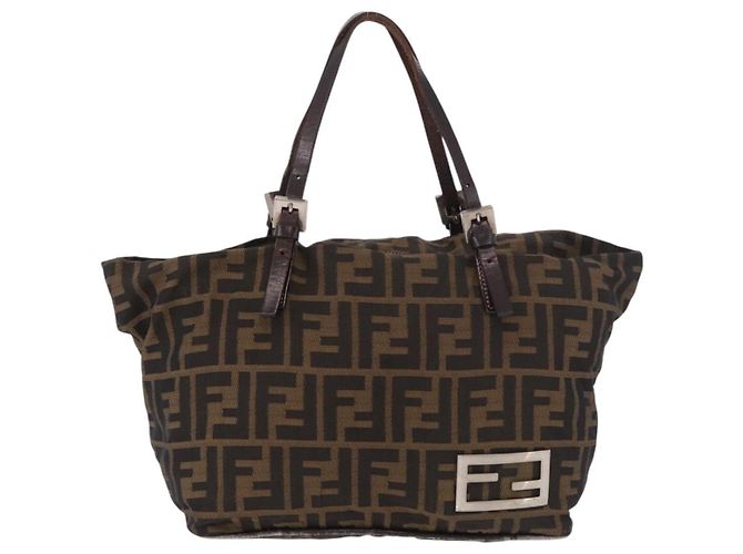 FENDI Zucca Canvas Hand Bag Black Brown Auth 189369 - Jerrillo - vista 13