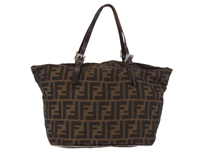 FENDI Zucca Canvas Hand Bag Black Brown Auth 189369 - Jerrillo - vista 2