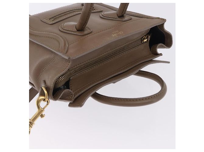 Céline CELINE Luggage Nano Shopper Sac à Main Cuir 2way Beige Or Auth 200630A - Jerrillo - vue 7
