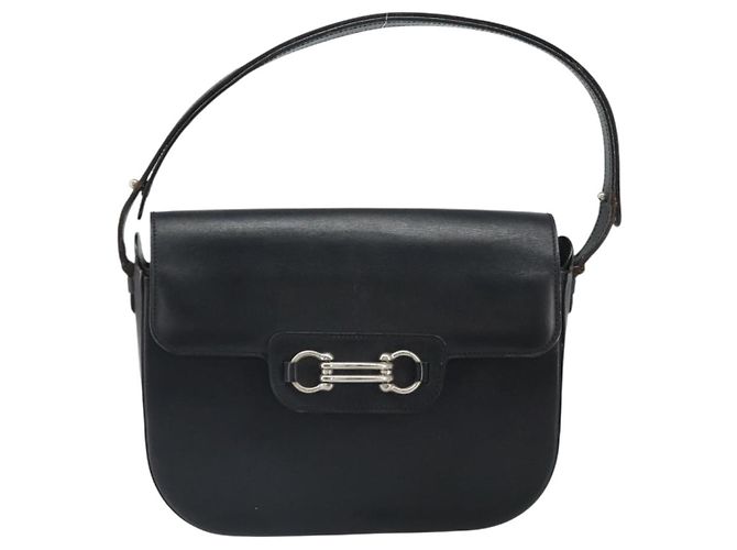 Christian Dior Horsebit Shoulder Bag Leather Black Silver Auth am10763 - Jerrillo - vista 13