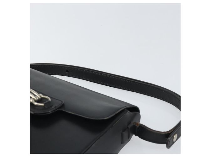 Christian Dior Horsebit Shoulder Bag Leather Black Silver Auth am10763 - Jerrillo - vista 14