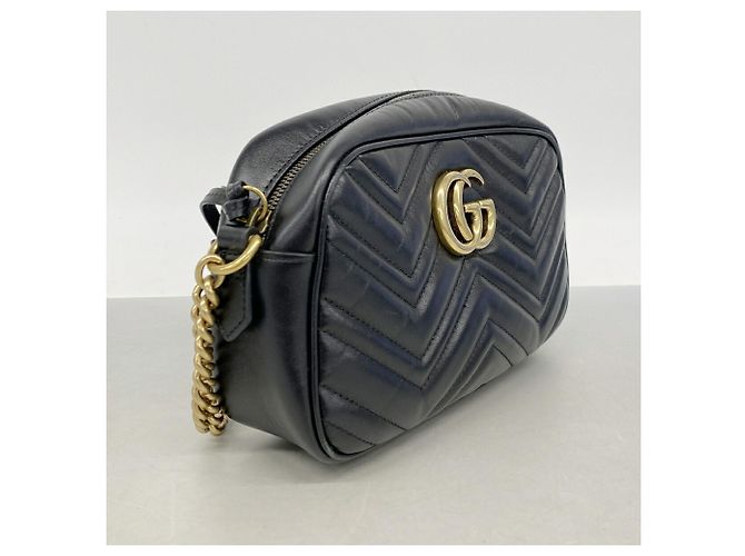 Gucci GG Marmont Black Leather Shoulder Bag - view 2