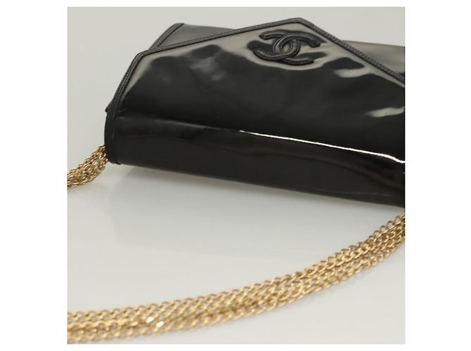 CHANEL Chain Shoulder Bag Enamel Black Gold CC Auth bs27175 - Jerrillo - vista 6
