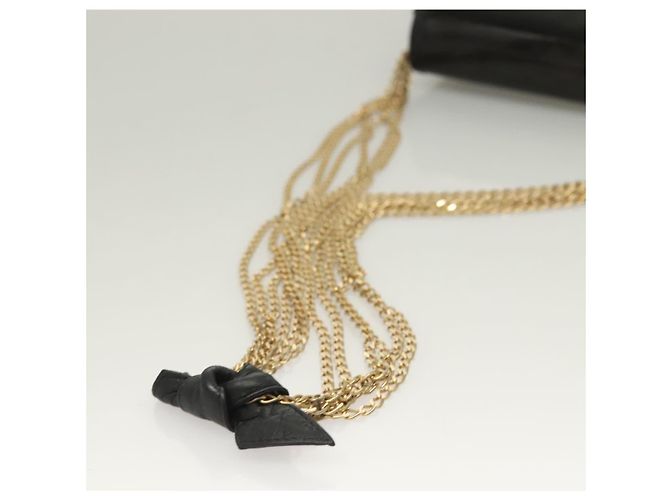 CHANEL Chain Shoulder Bag Enamel Black Gold CC Auth bs27175 - Jerrillo - vista 7