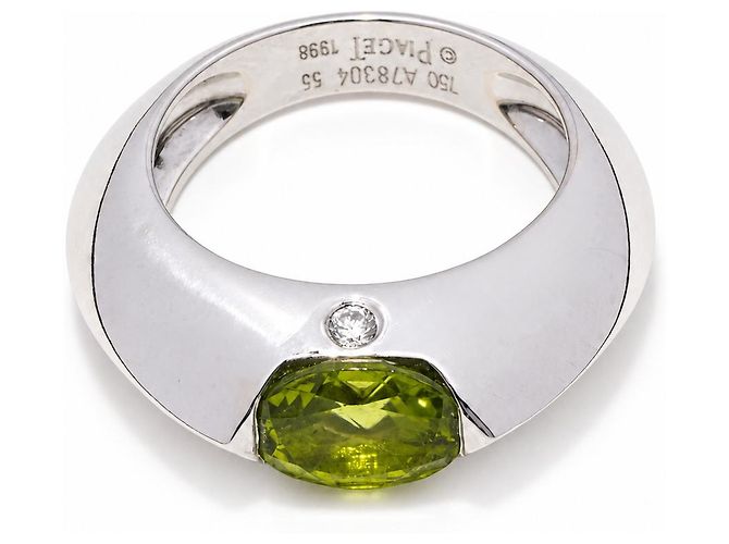 Bague Piaget Péridot Or Blanc 750/18kt Péridot Vert Bijoux de Créateur - vue 2