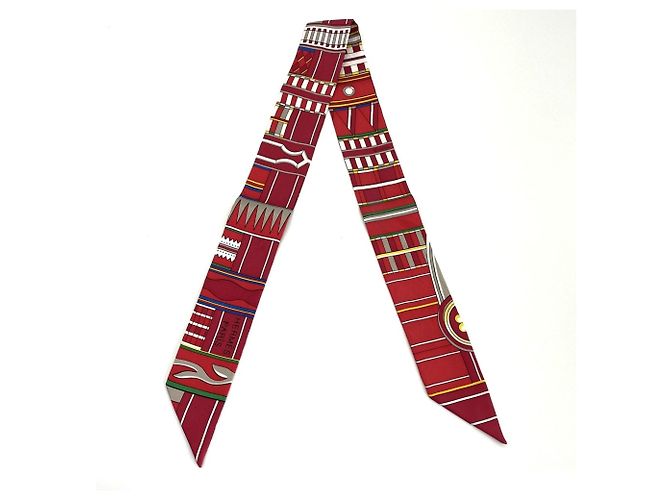Hermès Lenço Hermes Twilly - Volte et Pirouette em Rouge/Multicolor - vista 2