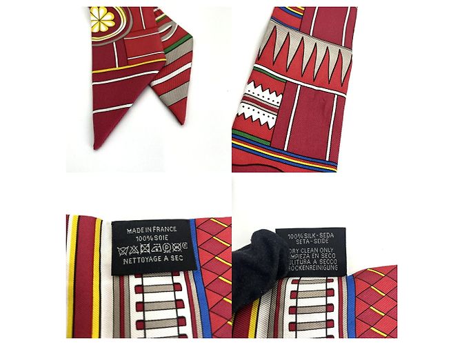 Hermès Lenço Hermes Twilly - Volte et Pirouette em Rouge/Multicolor - vista 4