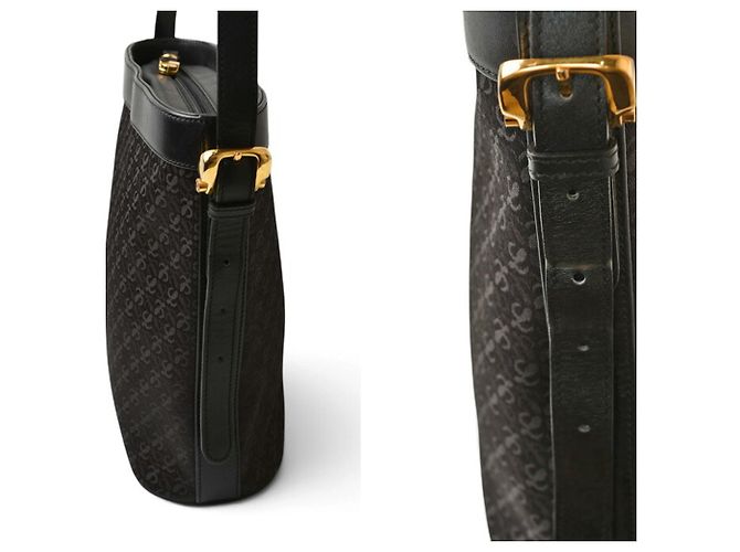 Borsa a tracolla Loewe in tela e pelle nera - vista 4