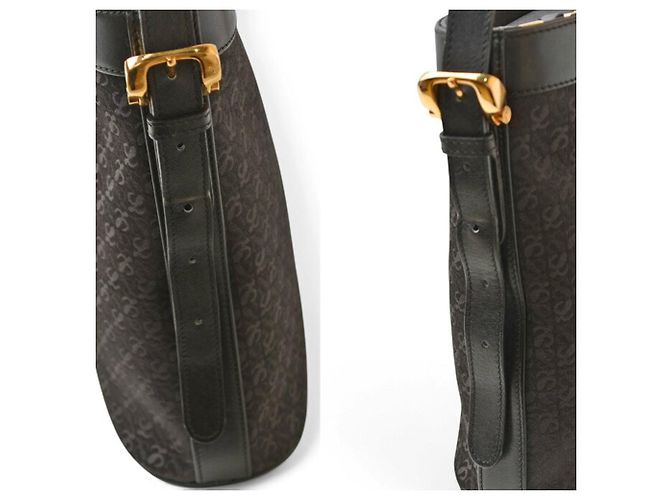 Borsa a tracolla Loewe in tela e pelle nera - vista 5