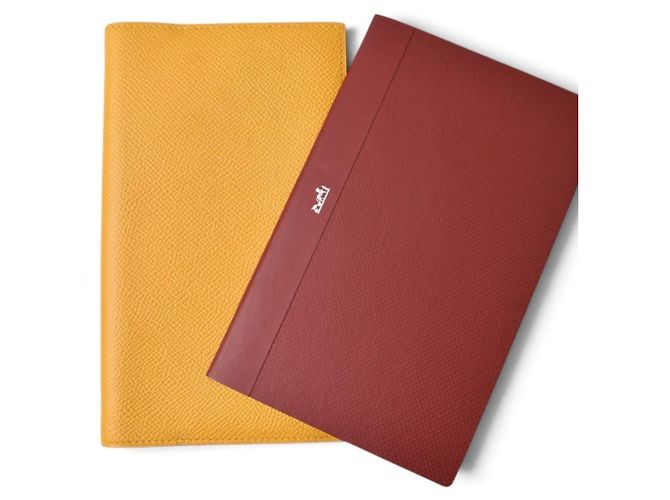 Hermès Ensemble carnet Agenda Hermes en cuir Epsom jaune - vue 13