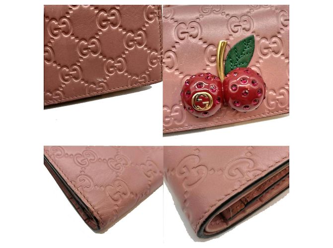 Cartera compacta Gucci Guccissima Cherry - vista 3