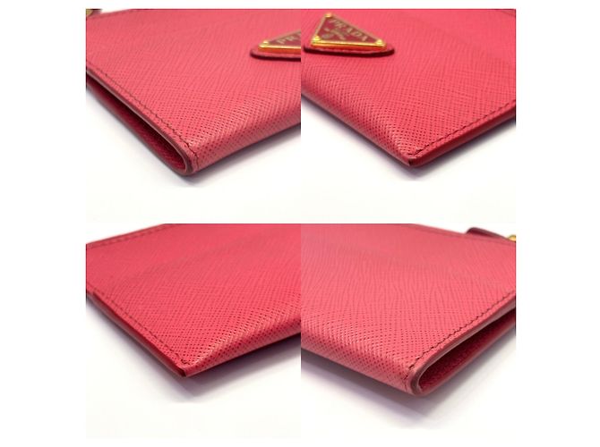 Tarjetero Prada de piel Saffiano en rosa - vista 3