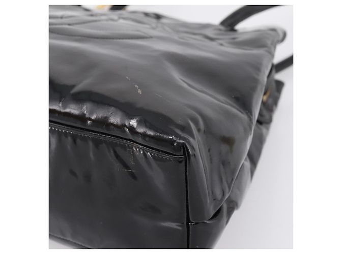 CHANEL COCO Mark Tote Bag Patent Black Gold Tone CC Auth bs37158 - Jerrillo - vue 15