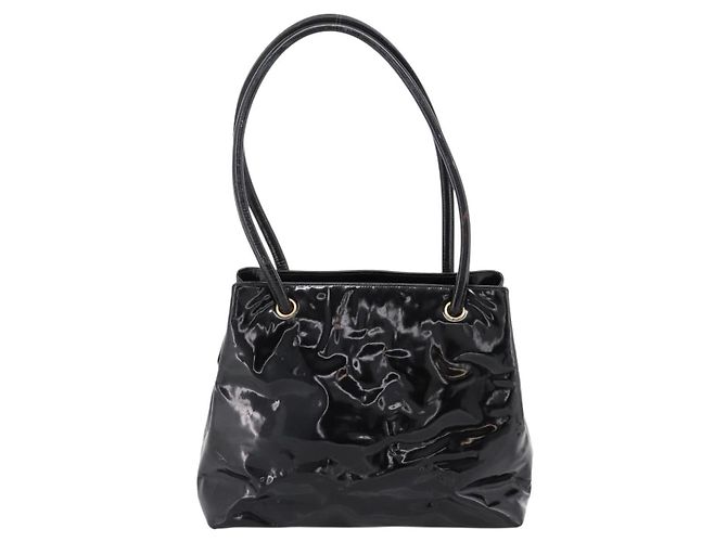 CHANEL COCO Mark Tote Bag Patent Black Gold Tone CC Auth bs37158 - Jerrillo - vue 2