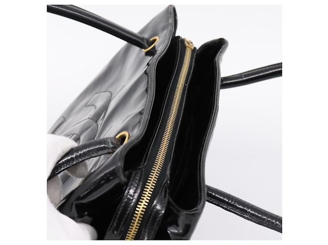 CHANEL COCO Mark Tote Bag Patent Black Gold Tone CC Auth bs37158 - Jerrillo - vue 6