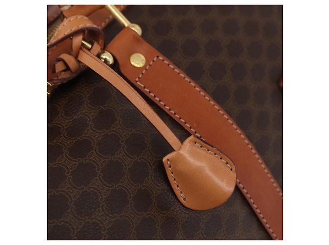 Céline CELINE Macadam Canvas Boston Bag PVC Leather Brown Gold Auth 207455V - Jerrillo - vue 11