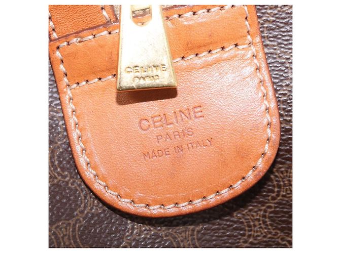 Céline CELINE Macadam Canvas Boston Bag PVC Leather Brown Gold Auth 207455V - Jerrillo - vue 19