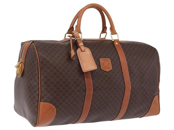 Céline CELINE Macadam Canvas Boston Bag PVC Leather Brown Gold Auth 207455V - Jerrillo - vue 2