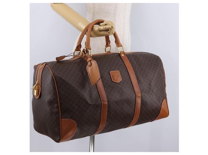 Céline CELINE Macadam Canvas Boston Bag PVC Leather Brown Gold Auth 207455V - Jerrillo - vue 20