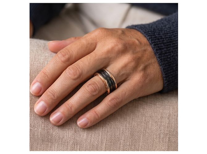 Anillo Bulgari B.zero1 Cerámica Oro Rosa 750/18kt Diseñador Lujo Unisex - vista 4