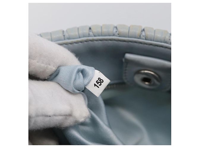 Miu Miu Matelasse Hand Bag Leather 2way Light Blue Silver Auth 212701A - Jerrillo - vista 12
