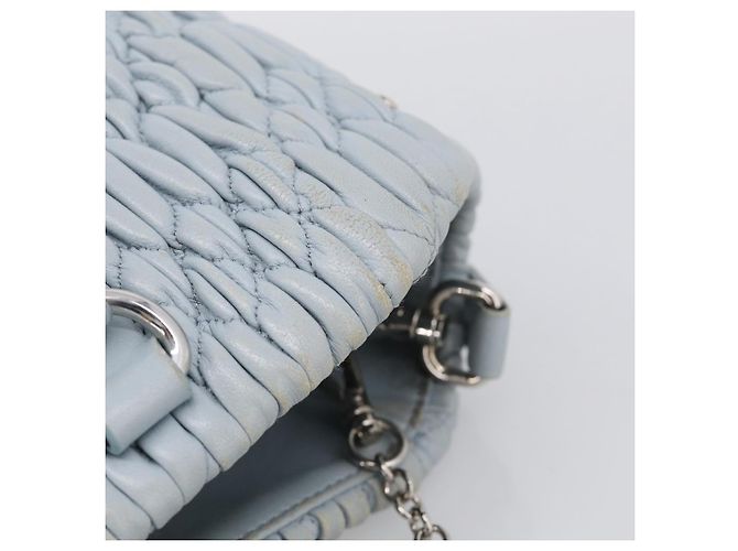 Miu Miu Matelasse Hand Bag Leather 2way Light Blue Silver Auth 212701A - Jerrillo - vista 14