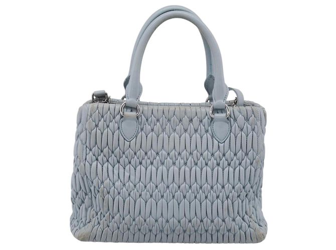 Miu Miu Matelasse Hand Bag Leather 2way Light Blue Silver Auth 212701A - Jerrillo - vista 2