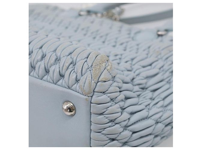 Miu Miu Matelasse Hand Bag Leather 2way Light Blue Silver Auth 212701A - Jerrillo - vista 20