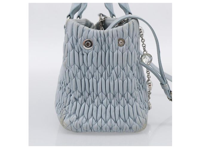 Miu Miu Matelasse Hand Bag Leather 2way Light Blue Silver Auth 212701A - Jerrillo - vista 3