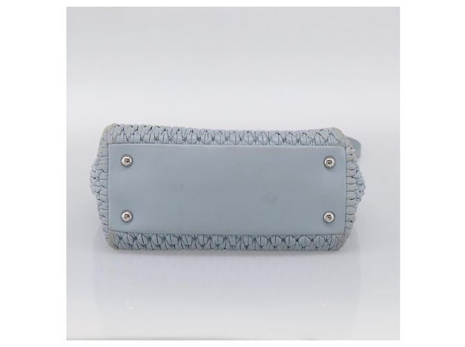 Miu Miu Matelasse Hand Bag Leather 2way Light Blue Silver Auth 212701A - Jerrillo - vista 5