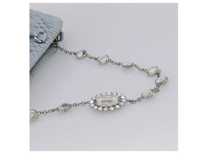 Miu Miu Matelasse Hand Bag Leather 2way Light Blue Silver Auth 212701A - Jerrillo - vista 9
