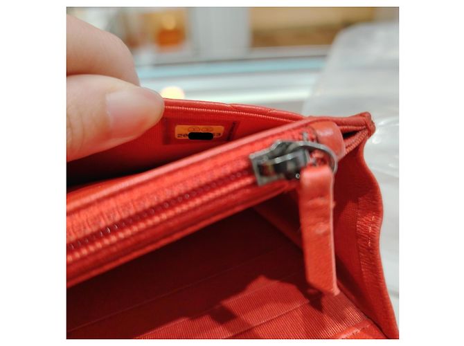 Borsa Chanel Wallet On Chain in pelle rossa - vista 11