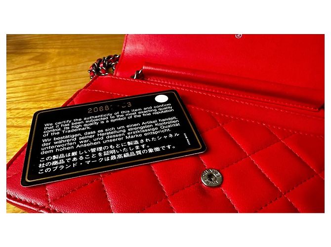 Borsa Chanel Wallet On Chain in pelle rossa - vista 7
