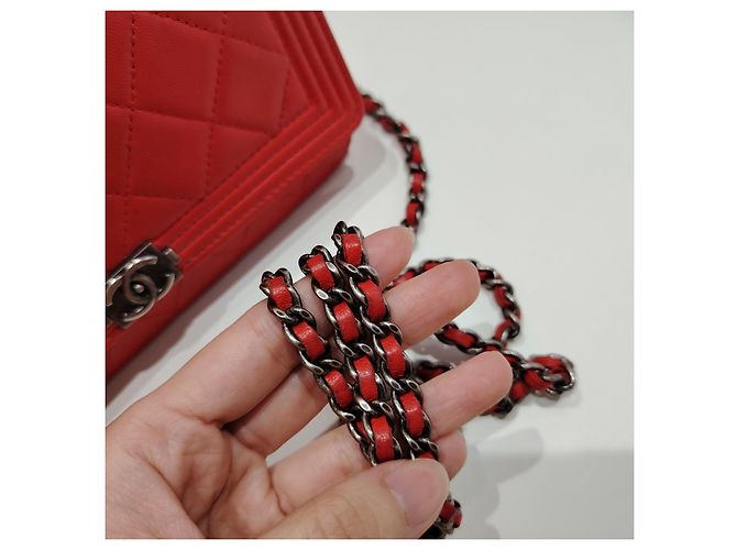 Borsa Chanel Wallet On Chain in pelle rossa - vista 9