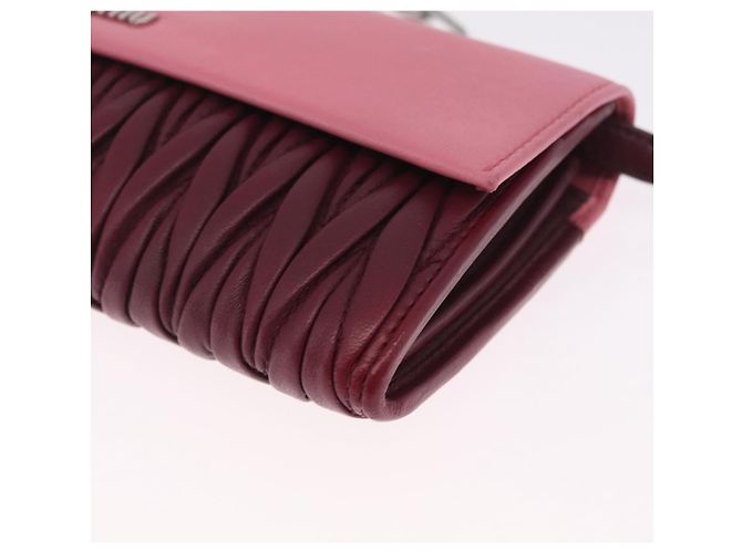 Miu Miu Matelasse Chain Wallet Leather Pink Silver Auth 211242V - Jerrillo - vista 14