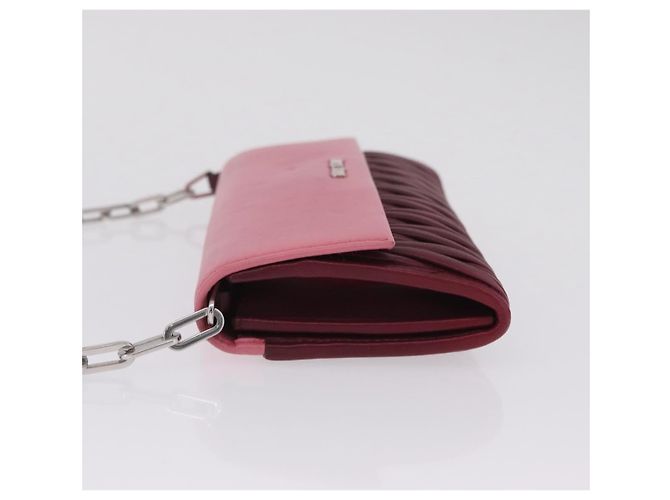 Miu Miu Matelasse Chain Wallet Leather Pink Silver Auth 211242V - Jerrillo - vista 5