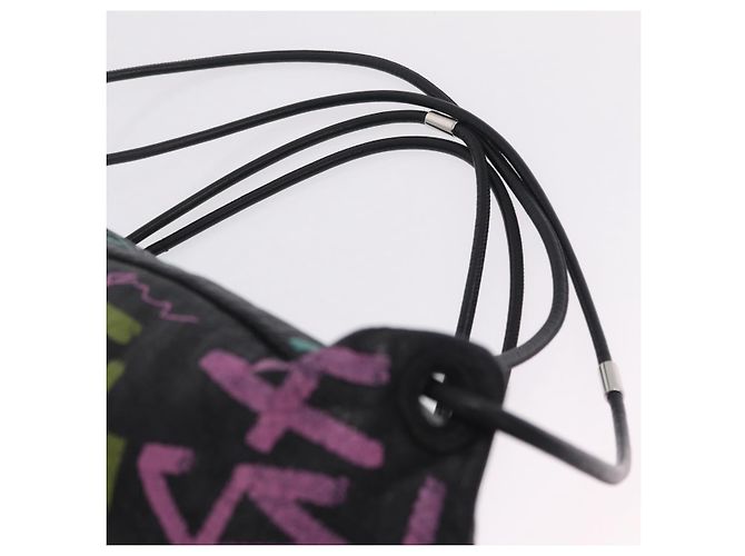 Balenciaga Graffiti Bazaar Drawstring Bag Leather Black 581779 Auth 211220V - Jerrillo - vista 14