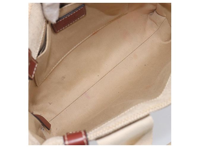 Chloé Chloe Woody Small Hand Bag Canvas Beige Brown Auth 209240A - Jerrillo - vista 10