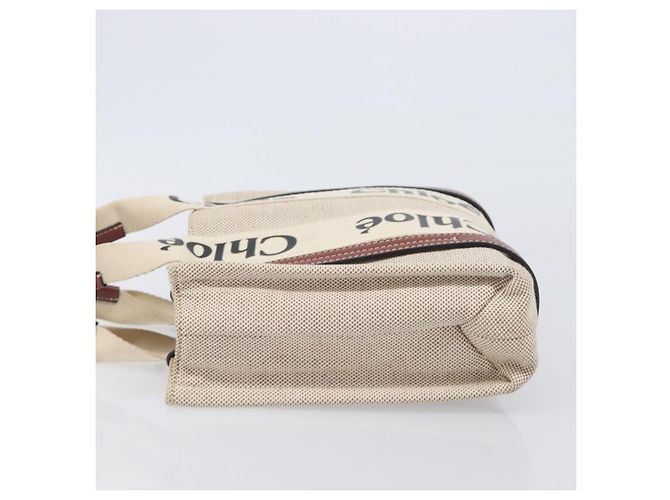 Chloé Chloe Woody Small Hand Bag Canvas Beige Brown Auth 209240A - Jerrillo - vista 4