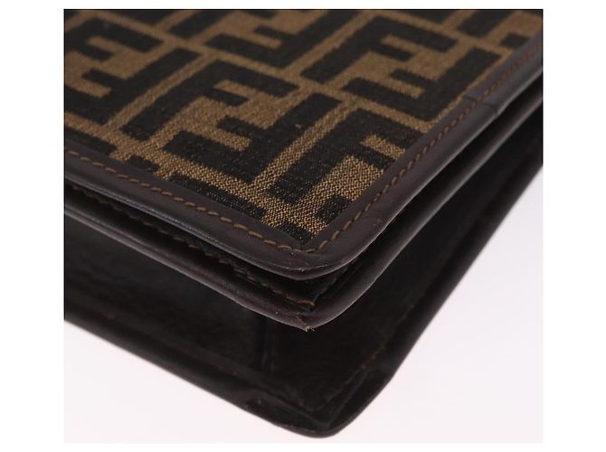 FENDI Zucca Canvas Shoulder Bag Brown Black Auth 212950 - Jerrillo - vista 13