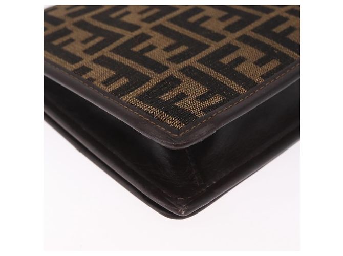 FENDI Zucca Canvas Shoulder Bag Brown Black Auth 212950 - Jerrillo - vista 15
