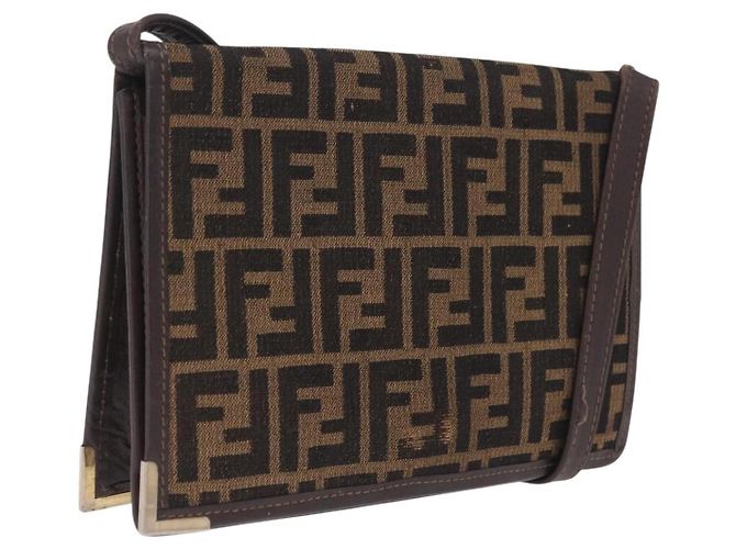 FENDI Zucca Canvas Shoulder Bag Brown Black Auth 212950 - Jerrillo - vista 2